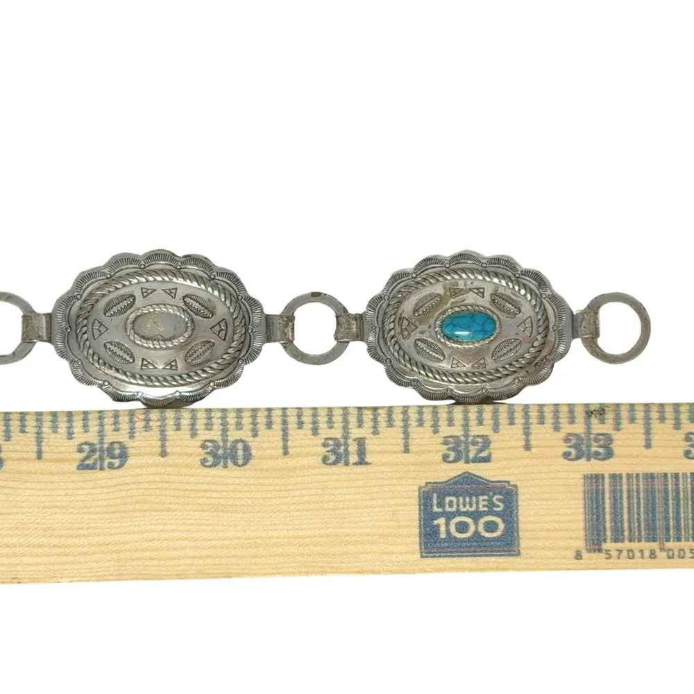 Sancrest Silver Tone Faux Turquoise Southwestern Concho Belt 32